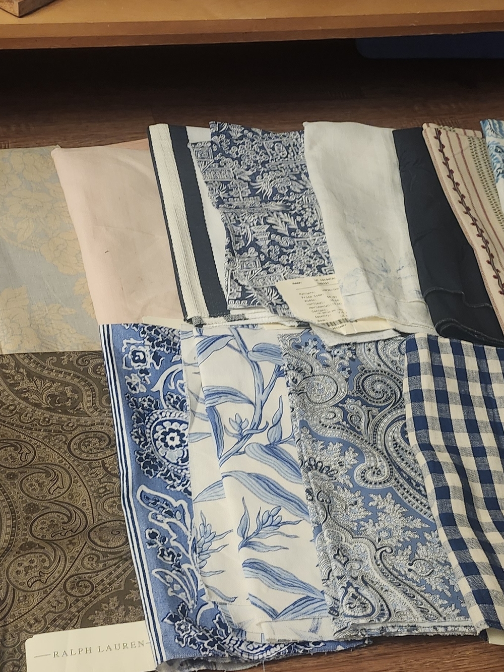 Ralph Lauren Blue & White Paisley Cotton Fabric Swatch Pack